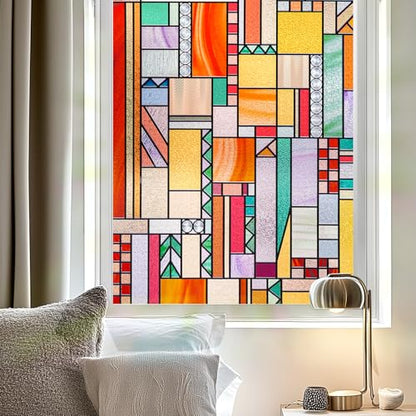 3D Stained Glass Window Privacy Film Decorative Non