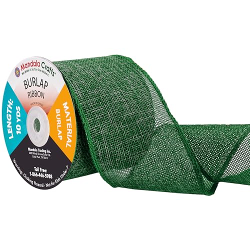 3 Inch Wide Green Burlap Ribbon for Crafts (120 Feet)