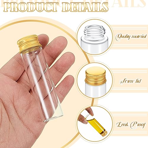100 Pcs Small Clear Vials Spice Mini Jars with Lids Mini Glass Bottles with Screw Aluminum Metal Caps Tiny Jars Sample Containers for Powder Cream Cosmetic Jewelry Wedding (100 Count)