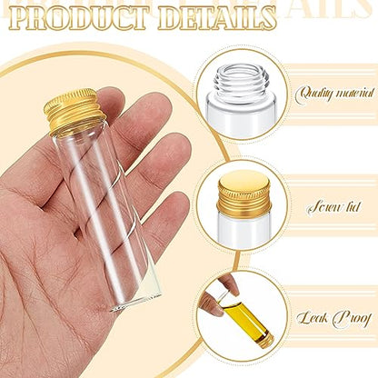 100 Pcs Small Clear Vials Spice Mini Jars with Lids Mini Glass Bottles with Screw Aluminum Metal Caps Tiny Jars Sample Containers for Powder Cream Cosmetic Jewelry Wedding (100 Count)