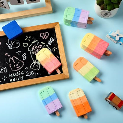 60 Pcs Ice Cream Sidewalk Chalk Set Multicolor Chalk Party Favors Bulk Washable Safe Outdoor Chalks for Kids Adults Fun Summer Playground Outdoor Activities Painting on Chalkboard Blackboard (60 Count)