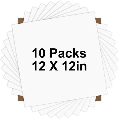 HTVRONT White HTV Heat Transfer Vinyl Bundle: 10 Pack 12"x12" Iron on for T-Shirt (1 PTFE Sheet Included), PU HTV Easy to Cut & Weed for Heat Design