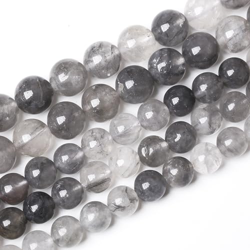 45pcs 8mm Natural Grey Cloud Crystal Stone Beads for Jewelry Making Energy Healing Power Stone Beads DIY Bracelet Necklace Accessories 15"