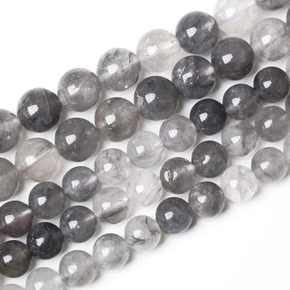 45pcs 8mm Natural Grey Cloud Crystal Stone Beads for Jewelry Making Energy Healing Power Stone Beads DIY Bracelet Necklace Accessories 15"