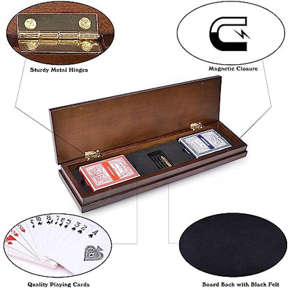 Wooden Cribbage Board Game Set with Magnetic Lock