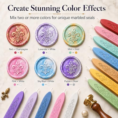 12 Pack Pattern Wick Sealing Wax Sticks for Wax Seal Stamp