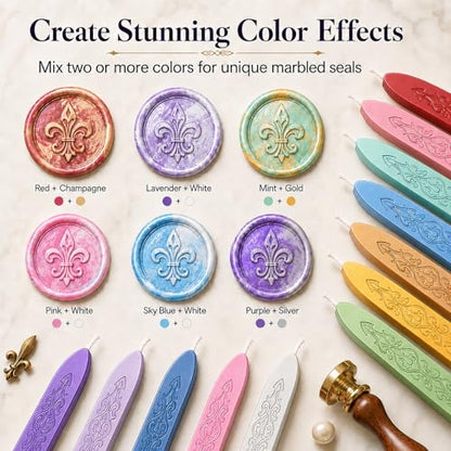 12 Pack Pattern Wick Sealing Wax Sticks for Wax Seal Stamp