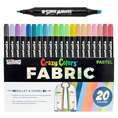 Super Markers 20 Pastel Dual Tip Fabric Markers (20 Count)
