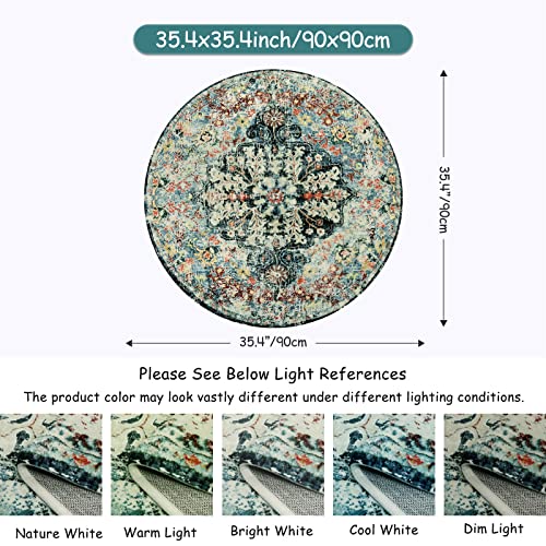 Reine Bohemian Floral Medallion Round Rug
