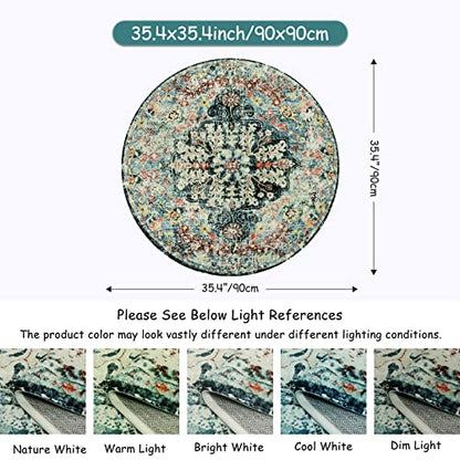 Reine Bohemian Floral Medallion Round Rug