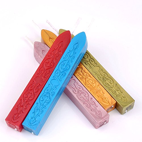 5Pcs Mix Colors Sealing Wax Sticks with Wicks for Wax Seal Stamp (5 Count)