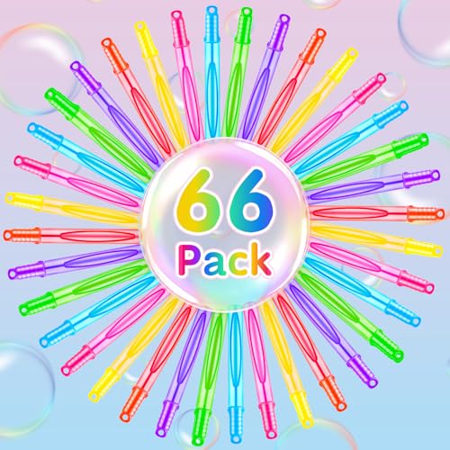 Bubble Wands 66 Piece in 6 Colors (4 Ounce)