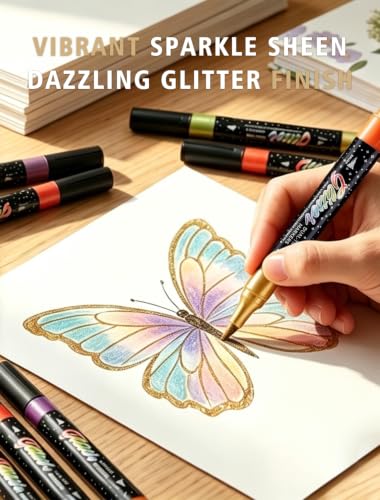 96 Colors 48 Pack Glitter Markers Pens Sparkle Markers Dual Brush Tip (48 Count)