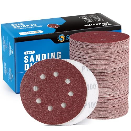 150 Pcs Hook and Loop Adhesive Sanding Discs 5 Inch 8 Hole Sandpaper 100 Grit Aluminum Oxide Sander Pads for Random Orbital Sander (150 Count)