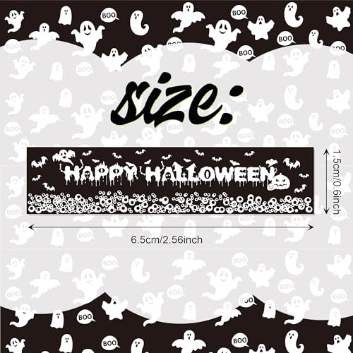 12 Pcs Halloween Washi Tape White and Black Halloween Masking Tape Ghosts Pumpkins Bats Pattern Decorative Paper Sticker for Halloween Party Holiday Scrapbook DIY Craft Gift Wrapping Handbook Sticker (12 Count)