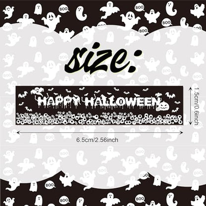 12 Pcs Halloween Washi Tape White and Black Halloween Masking Tape Ghosts Pumpkins Bats Pattern Decorative Paper Sticker for Halloween Party Holiday Scrapbook DIY Craft Gift Wrapping Handbook Sticker (12 Count)
