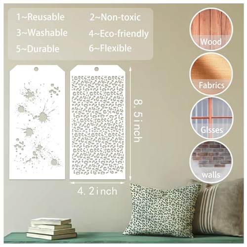 8 Pieces Stencils for Crafts Polka Dot Brick Layering Stencils Mixed Media Texture Stain Splatter Stencils for Painting on Card Making Canvas DIY Crafts Furniture Paper (8 Count)