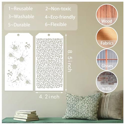8 Pieces Stencils for Crafts Polka Dot Brick Layering Stencils Mixed Media Texture Stain Splatter Stencils for Painting on Card Making Canvas DIY Crafts Furniture Paper (8 Count)