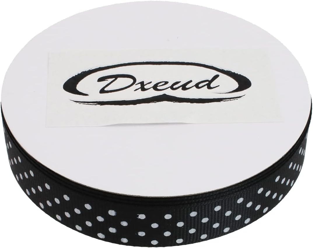 Polka Dot Grosgrain Ribbon 25 Yard Each Roll 100% Polyester (5/8", Black) - Crafty Corner