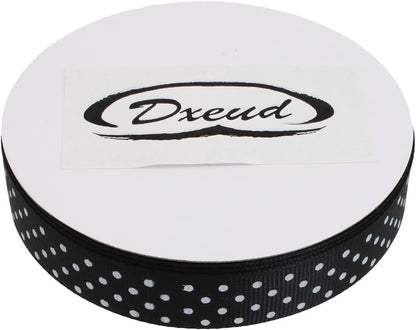 Polka Dot Grosgrain Ribbon 25 Yard Each Roll 100% Polyester (5/8", Black) - Crafty Corner