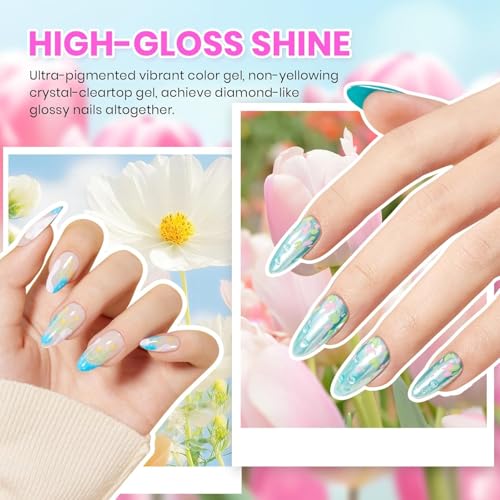 Beetles Gel Nail Polish Set with Base Top Coat Foil Glue Floral Gel Polish