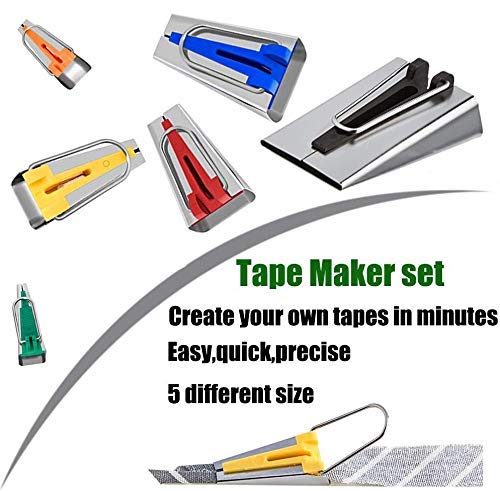 Fabric Bias Tape Maker Set of 19pcs Tools with Instruction (19 Count)