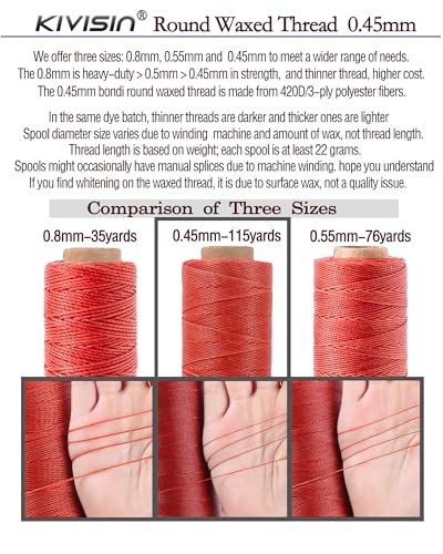 12 Colored Waxed Polyester Thread