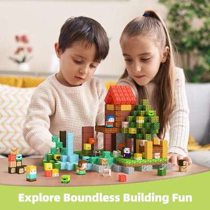 Large Size Magnetic Blocks Farm Toys for Toddlers (100 Count)