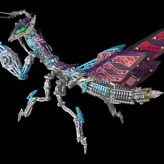 Metalkitor 3D Metal Puzzles for Adults, Giant Mantis Model Kit - Steampunk DIY Ornament - Assembly Jigsaw Crafts Brain Teaser - Perfect Room Decor and Gift Choice(1200+PCS, Purple)