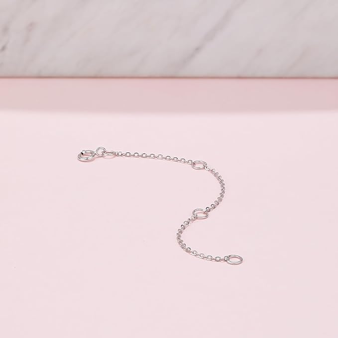 ZHOU LIU FU 18K/750 Real White Gold Extender for Necklace Bracelet Anklet Extenders for Jewelry Gold Extension for Women Men Durable Adjustable Chain Accessories 3.54Inch/9cm C218904