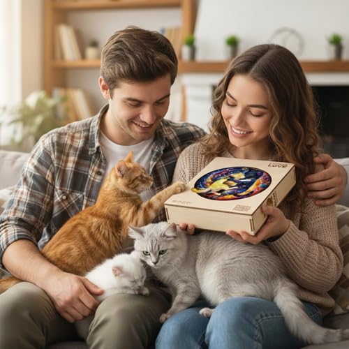 Cat Solar System Space Wooden Puzzles for Adults (280 Count)