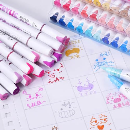 12 Colors Dual Tip Acrylic Paint Markers (12 Count)