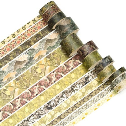 12 Rolls Kyoto Charm Washi Tape Set Japanese Arts Adhesive Tapes Geometric Garden Decorative Masking Tape Sets for Craft (12 Count)