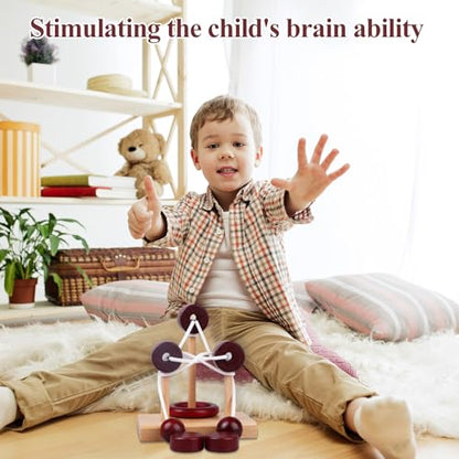 10 PCS Wooden Rope Puzzle Set Brain Teasers Puzzles Mind Toys for Adults Boys Girls Wooden Threading Rope Loop Toy Mind Toys Educational Toy (10 Count)