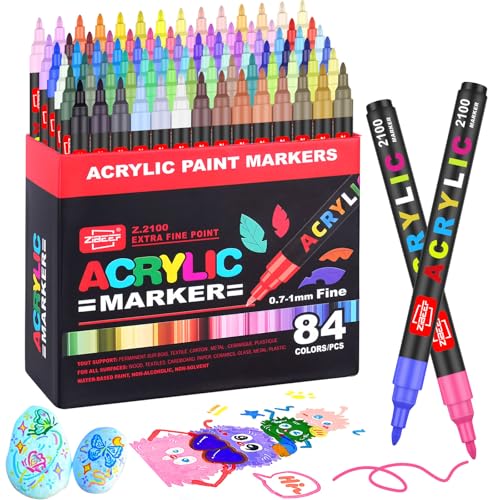 84 Colors Acrylic Paint Markers and ACRYLIAC PAINT PENS for Rock (84 Count)