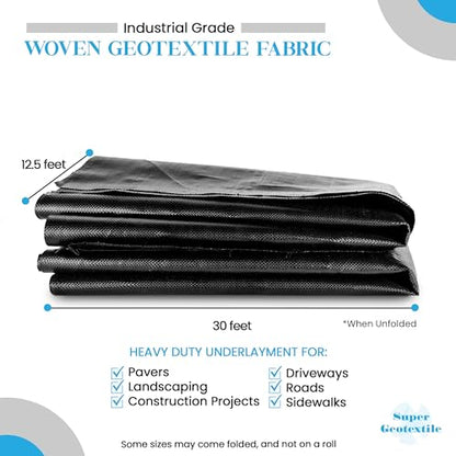 Woven Geotextile Fabric for Driveway and Road Stabilization (375 Sq Ft)