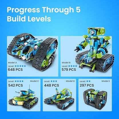 Robot Car Building Kit with Remote Control STEM Gift for Boys 8 (662 Count)
