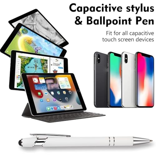 2 in 1 Black Ink Metal Stylus Pen with Stylus Tips (12 Count)