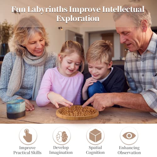 Round Wooden Labyrinth Board Game