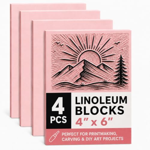 4 PCS 4"x6" Soft Linoleum Blocks for Printmaking & Stamp Making