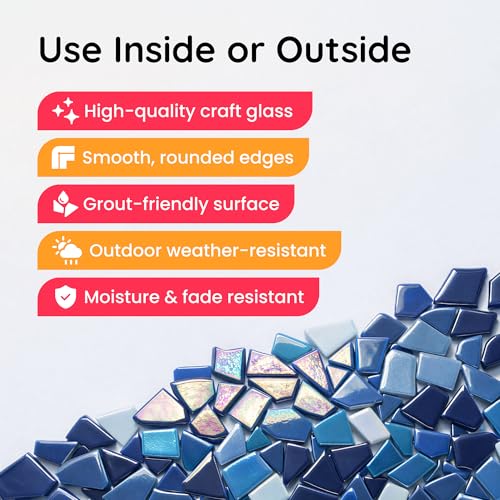 Irregular Glass Mosaic Tiles Bulk 500g Glossy and Iridescent Mosaic Glass Tiles for DIY Projects and Arts and Crafts Solid Colors and Mixes (263 Count)