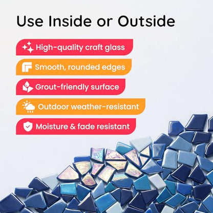 Irregular Glass Mosaic Tiles Bulk 500g Glossy and Iridescent Mosaic Glass Tiles for DIY Projects and Arts and Crafts Solid Colors and Mixes (263 Count)