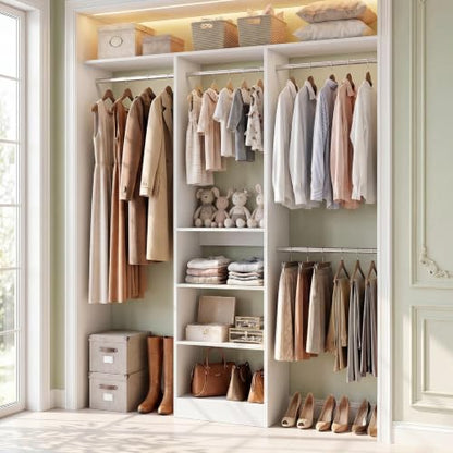 4FT Small Closet Organizer System with 4 Hanging Rods & 3 Shelves