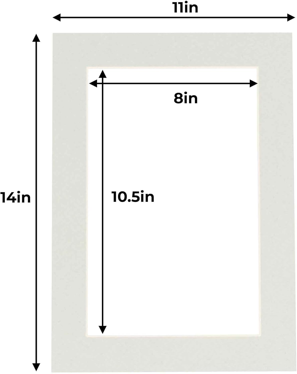 11x14 Mat for 8.5x11 Photo - Precut Grey Picture Matboard for Frames 11 x 14 Inches - Bevel Cut to Display Art 8.5 x 11 Inches - Acid Free Pack of 25 MATS with Backing Boards & Clear Bags