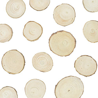 Mini Assorted Size Natural Color Tree Bark Wood Slices Round Log Discs for Arts & Crafts (20 Count)