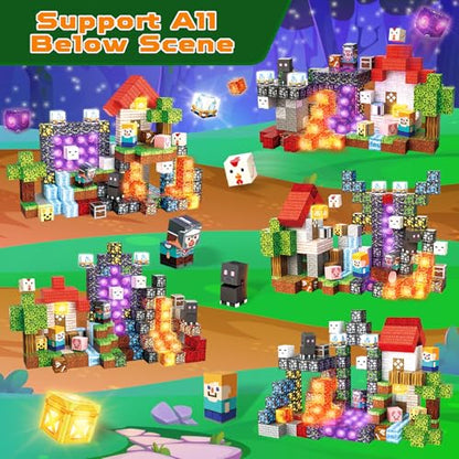 200 PCS Magnetic Blocks with Light Up Blocks (200 Count)