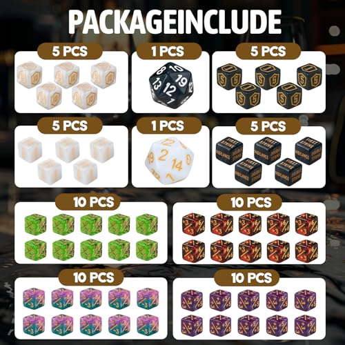 62 PCS MTG Dice Counters Set Keyword Tokens Abilities Life Counter 1 (62 Count)