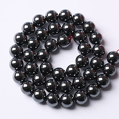 51pcs 8mm AAA Black Hematite Beads Natural Stone Gemstone Round Loose Beads for Jewelry Making DIY Bracelets Necklace Earrings (16 Count)