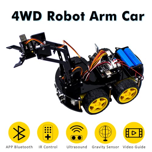 Mechanical 4WD Robot Arm Smart Car Kit