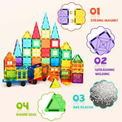 220Pcs Magnetic Tiles Magnetic 3D Building Blocks Set (220 Count)